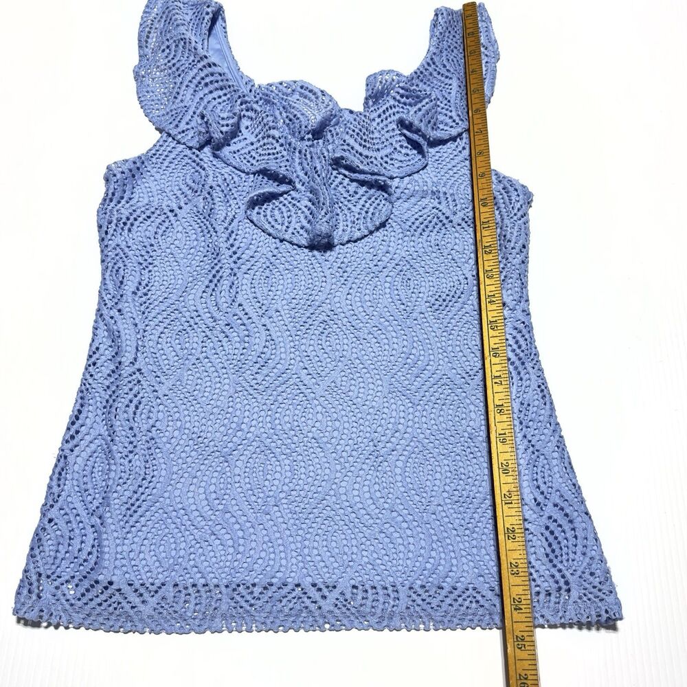 Lilly Pulitzer Alessa Blue Peri Flowing Leaf Lace Ruffled Top Size S Small - Picture 8 of 8